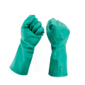 Guantes de nitrilo de trabajo de seguridad resistente a los productos químicos verdes